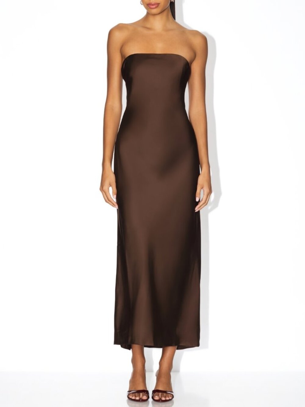 NWT House of Harlow 1960 x REVOLVE Mel Midi Dress Chocolate Brown Size Medium - Picture 4 of 6
